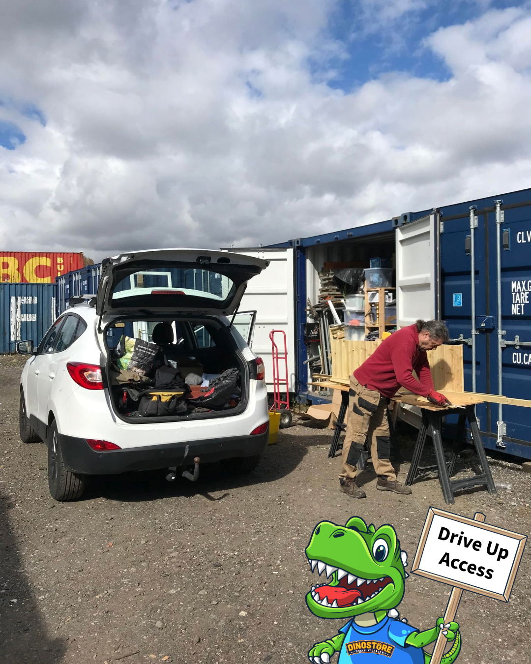 Tradesman using container